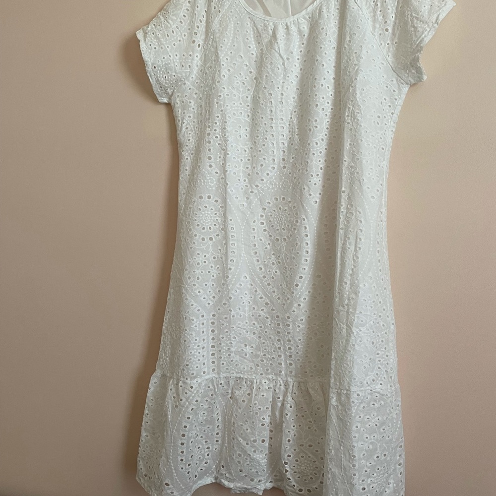 Ladies white eyelet MIDI summer dress XL